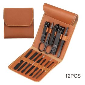 Ensemble de 12 pcs coupe-ongles professionnel en acier inoxydable